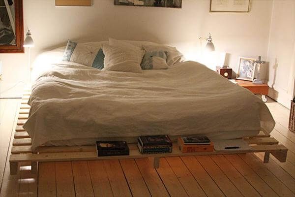 White Pallet Platform Bed DIY Pallet Kids Bed Design DIY Pallet Bed ...