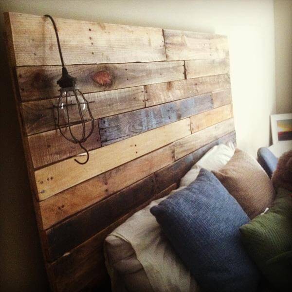 DIY  headboard  Pallets diy pallets From Headboard Pallet with Pallet DIY Light Headboard Lamp