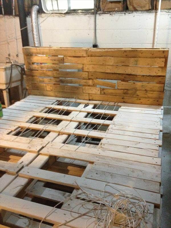 DIY Queen Size Pallet Bed With Headboard | 99 Pallets