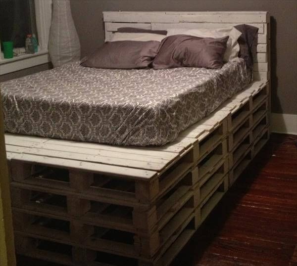 ... Pallet Bed With Headboard Pallet Bed Frame Design DIY Pallet Bed with