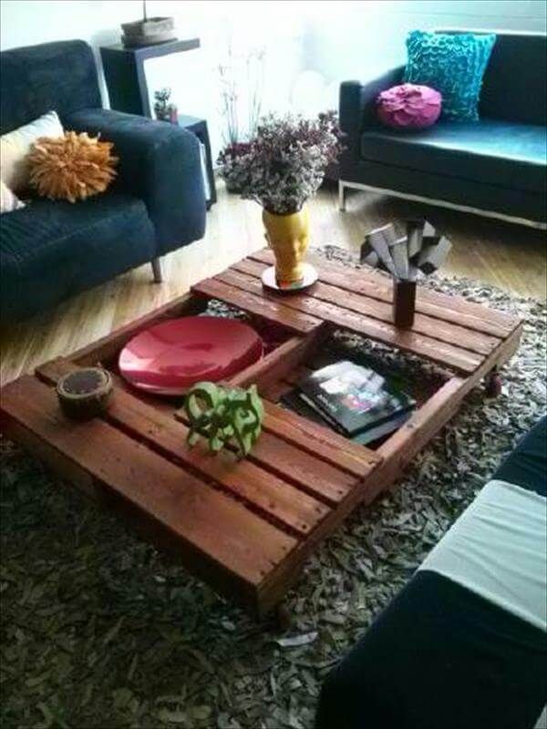 DIY Pallet Coffee Table with Silicon Wheels Pallet Coffee Table 
