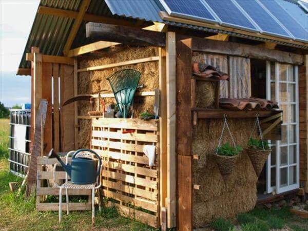  garden tool rack. Various watering and sweeping tools can be setup in