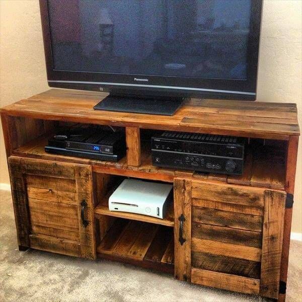 Pallet TV Console Table with Storage 99 Pallets