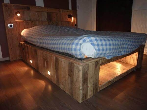DIY Pallet Bed with Lights | 99 Pallets