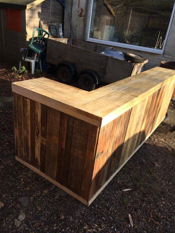 DIY Pallet L-Shape Desk - Counter and Bar Table  99 Pallets