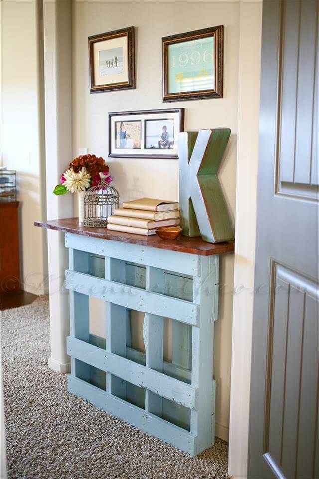 recycled painted pallet console table