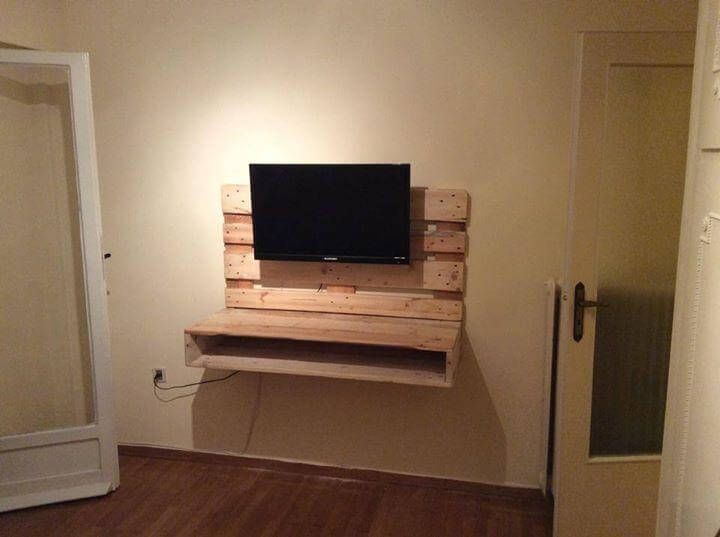 DIY Pallet Wall Hanging TV Stand with Storage | 99 Pallets