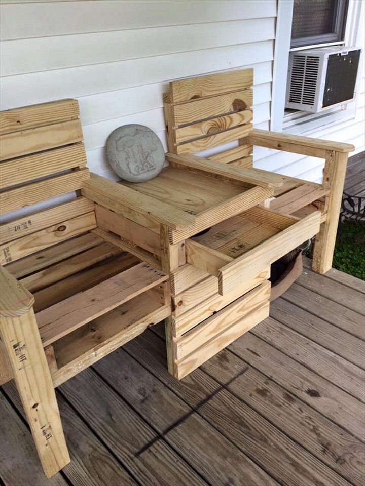 diy pallet double chair bench 99 pallets