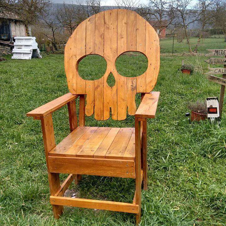 This chair with a shape face at the back has been created to charm 