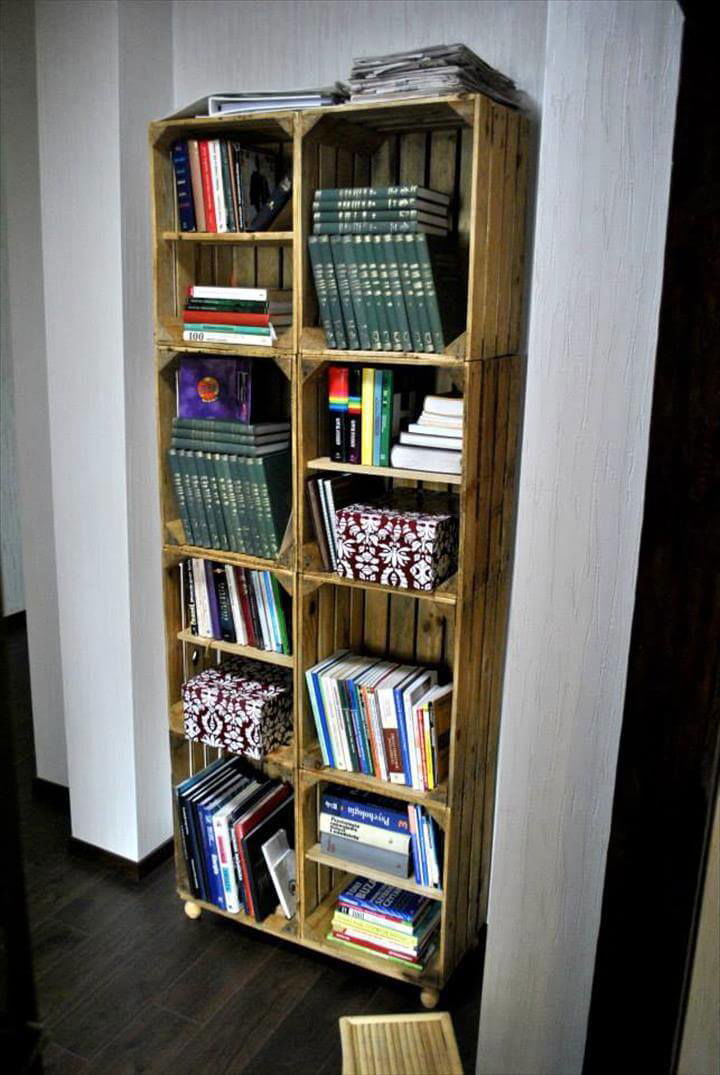 Crate Style Pallet Bookcase Design 99 Pallets