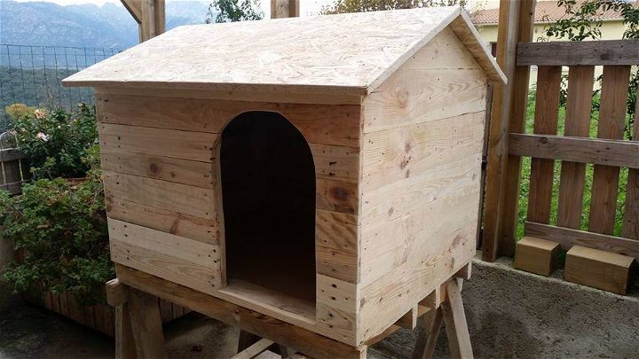Being reclaimed from pallet wood, the dog house would make an 