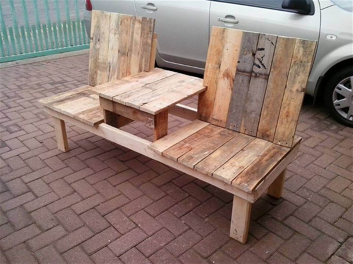 rustic wooden pallet double chair bench