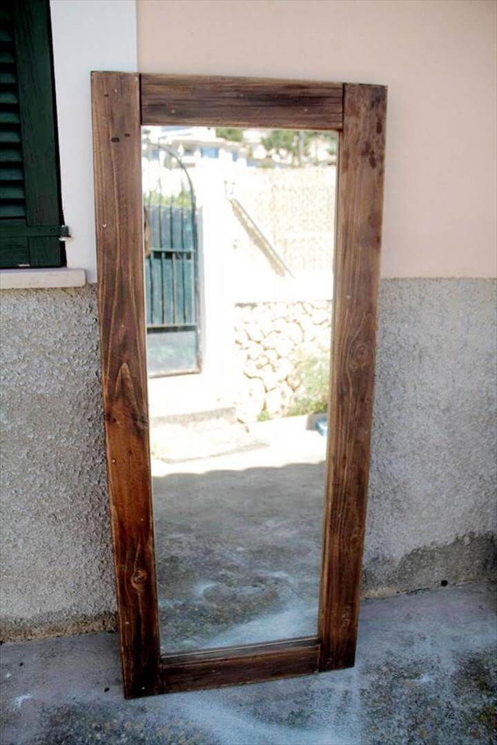 Antique Wood Pallet Mirror