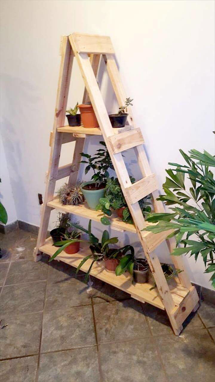 Pallet Ladder Shelf for Planters 99 Pallets