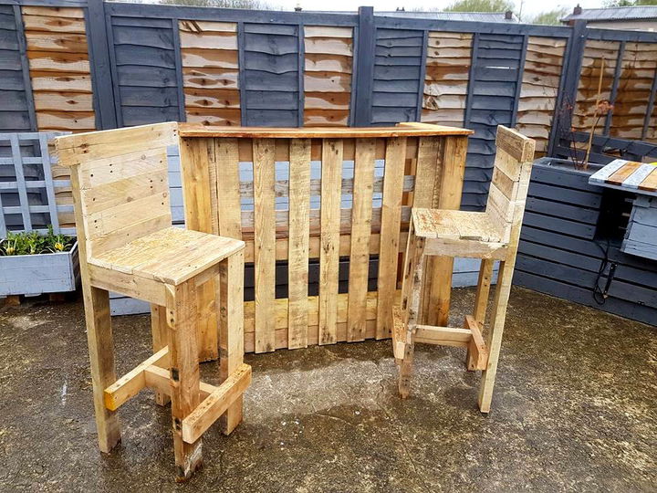 Pallet Bar Table Chairs 99 Pallets