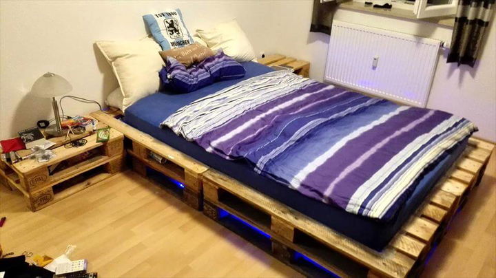 cute pallet bed with under lights