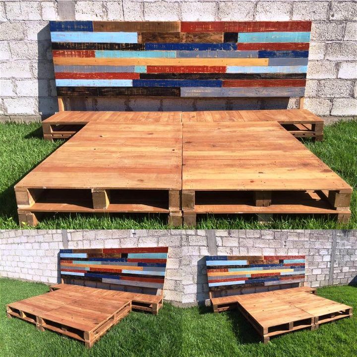 DIY Pallet Bed Frame with Headboard | 99 Pallets