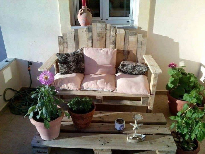 art style robust pallet bench and coffee table