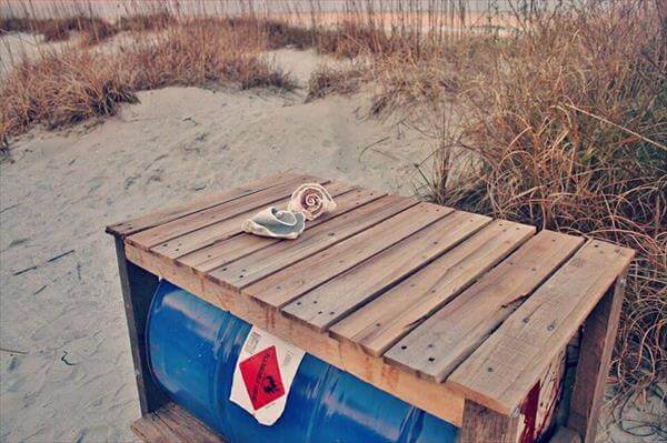 DIY Pallet Gallon Drum Table