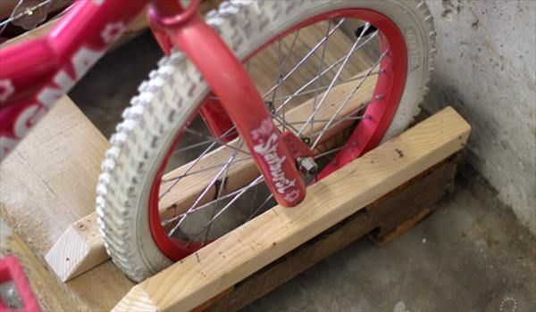 repurposed pallet scooter and cycle rack