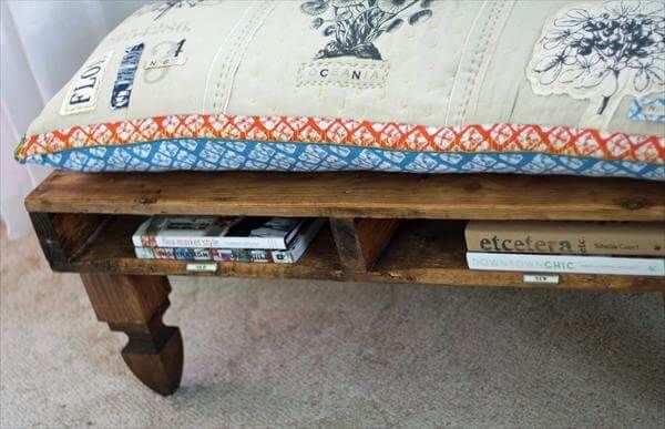upcycled pallet bench with cushion