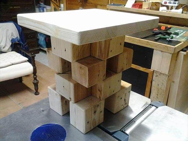 upcycled pallet block side table