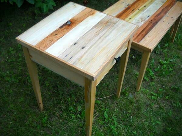 upcycled pallet nightstand and coffee table