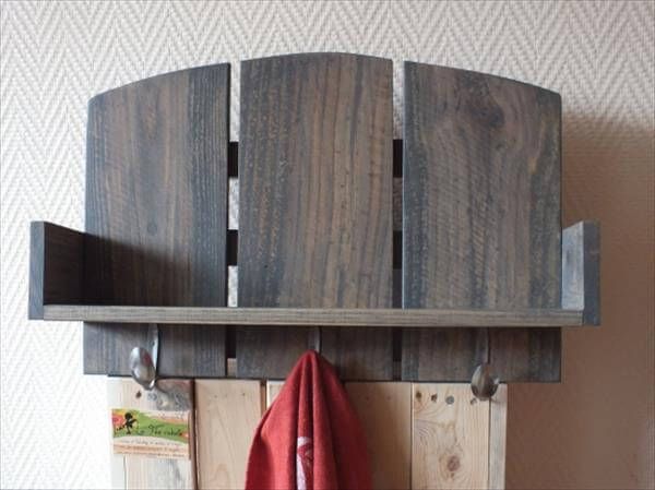 recycled pallet coat rack and shelf