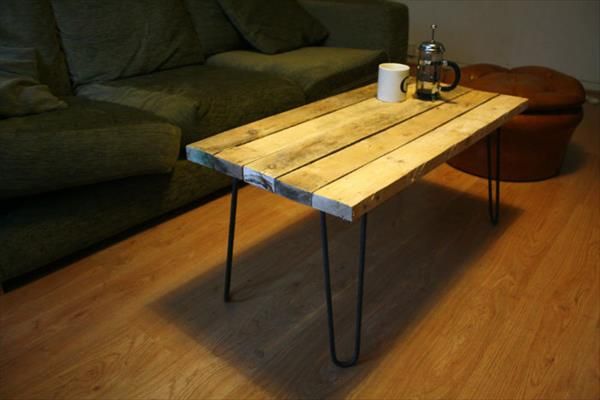 Diy Pallet Coffee Table With Hairpin Legs, How To Make A Table With Hairpin Legs