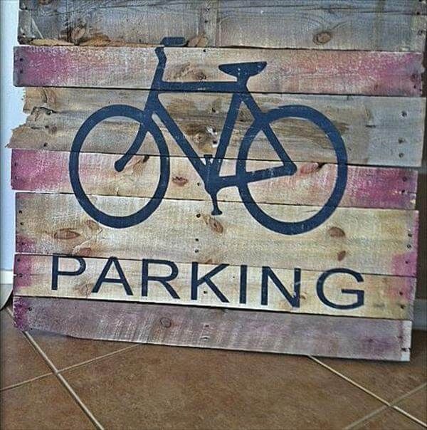 upcycled pallet stenciled parking sign