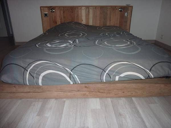 rustic pallet headboard with lights