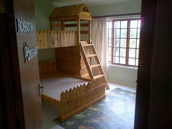 recycled pallet castle bed
