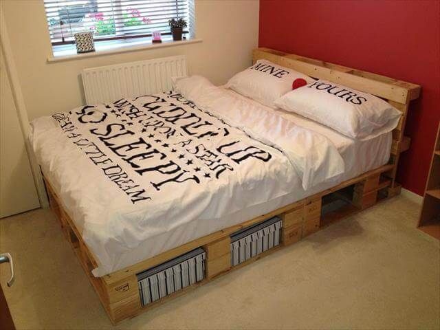 reclaimed pallet beefy bed frame