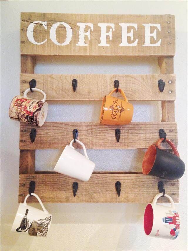 recycled pallet coffee cup holder