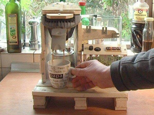 recycled pallet updated coffee maker