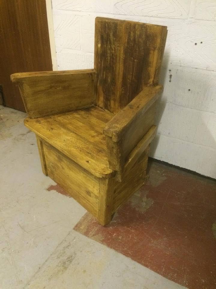 repurposed pallet and old wood chair