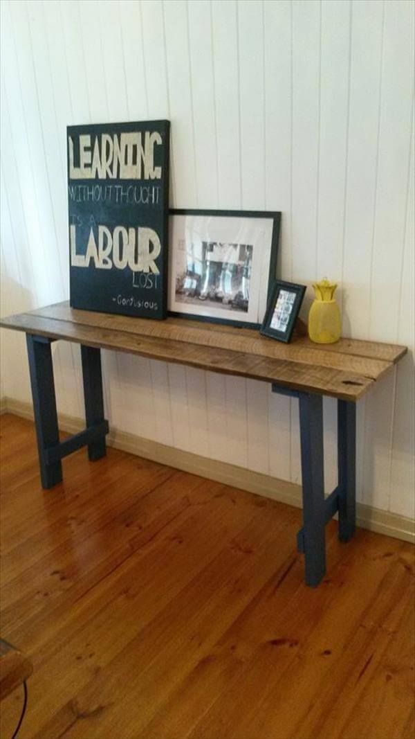 wooden pallet slim decorative hallway and entryway table