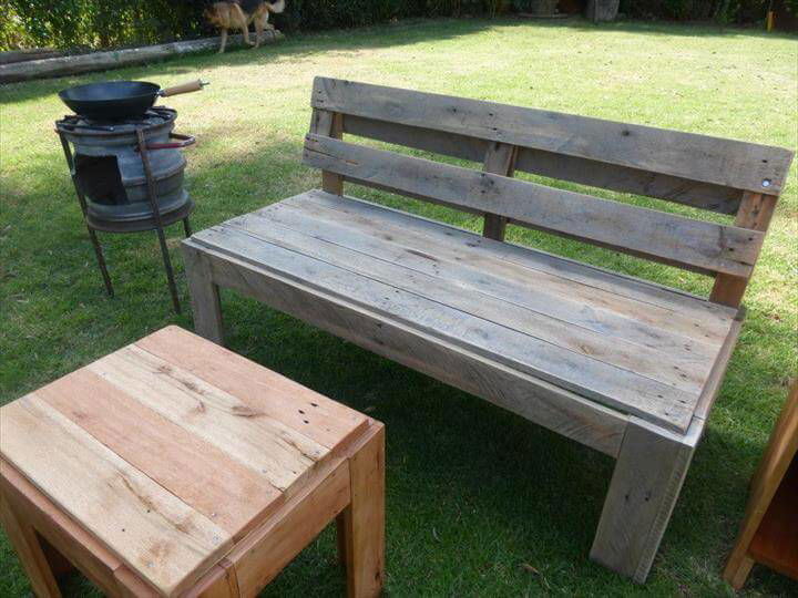 handcrafted pallet bench
