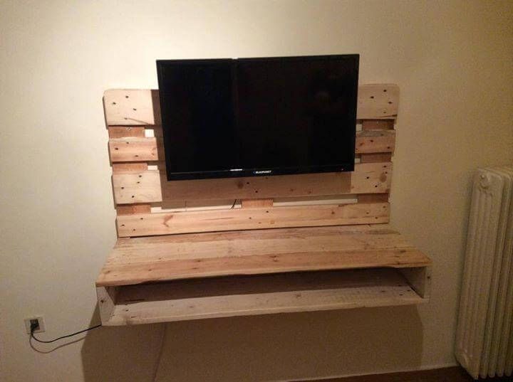 DIY Pallet Wall Hanging TV Stand with Storage