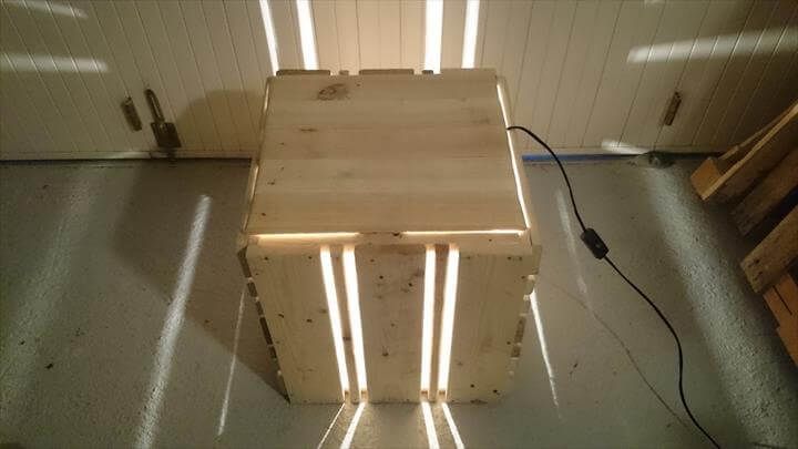 reclaimed pallet accent light lamp and nighstand