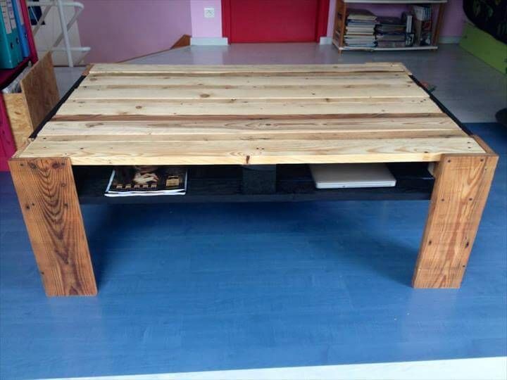 diy pallet table with book rack