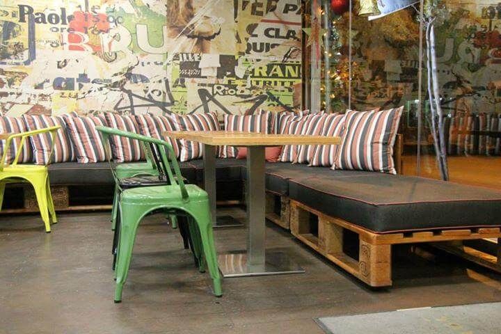 wooden pallet sofa with cushion