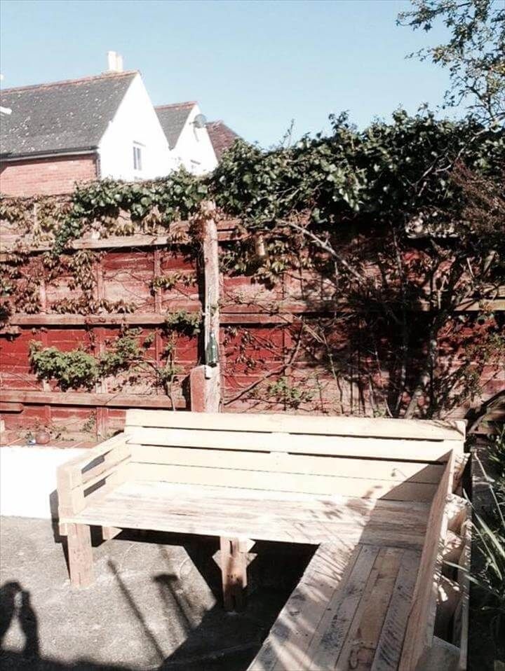 handcrafted pallet sectional patio bench