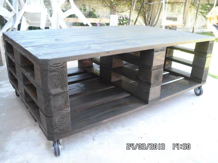 handmade pallet coffee table with wheels