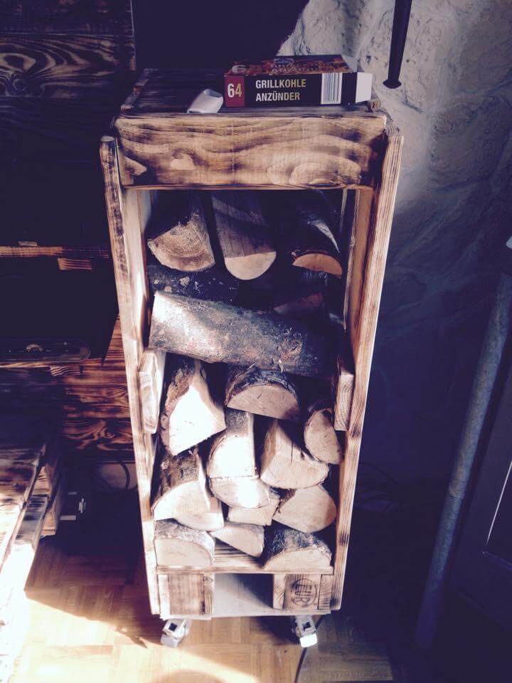 recycled pallet firewood trolley