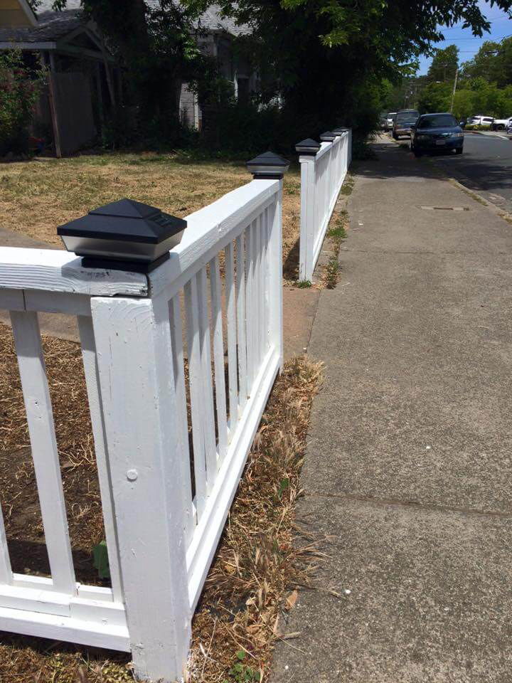 wooden pallet fencing with solar lights