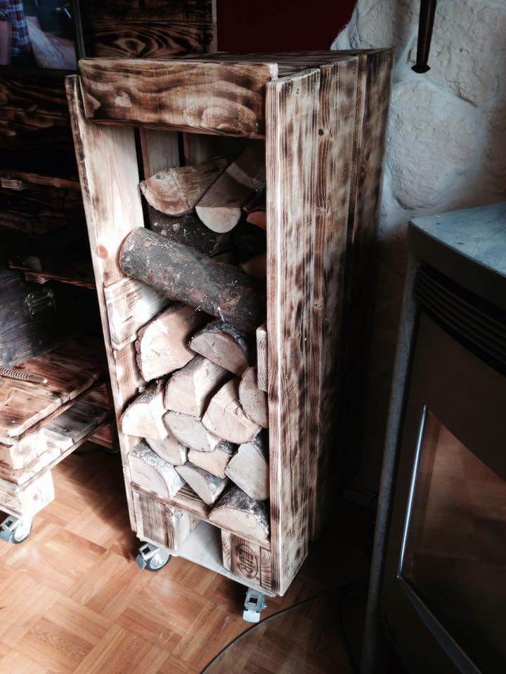 reclaimed pallet firewood trolley