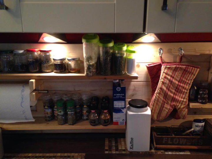 repurposed pallet kitchen spice racks and shelves