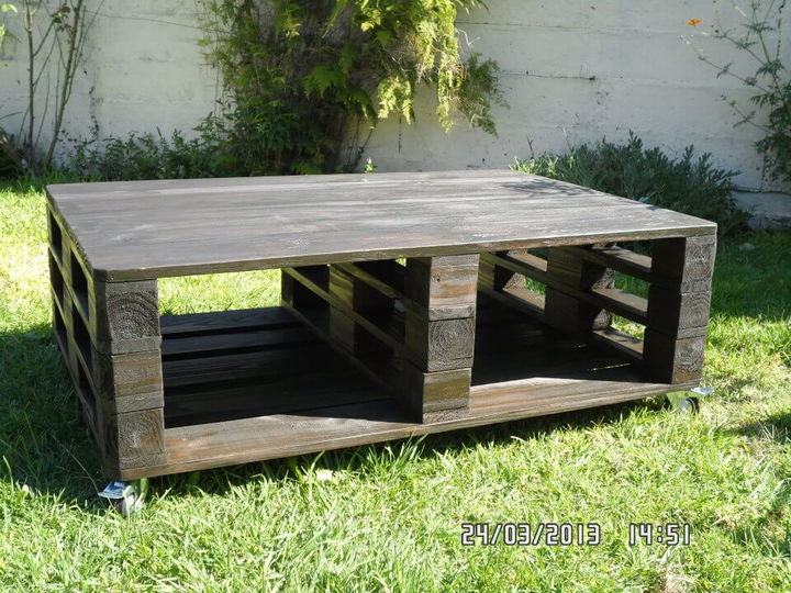 handcrafted pallet black stained coffee table