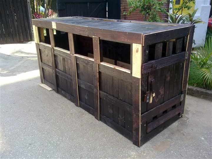 recycled pallet dark stained container